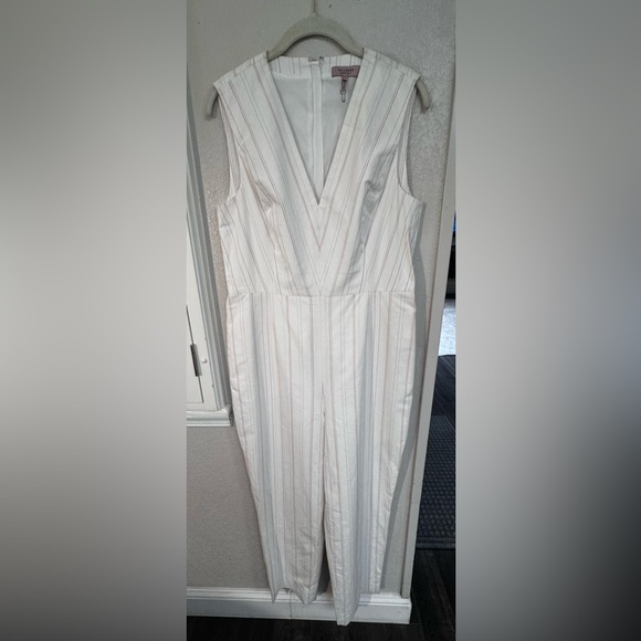 Rebecca Taylor Cream Sheath Jumpsuit V-Neck Sleeveless - Picture 1 of 6